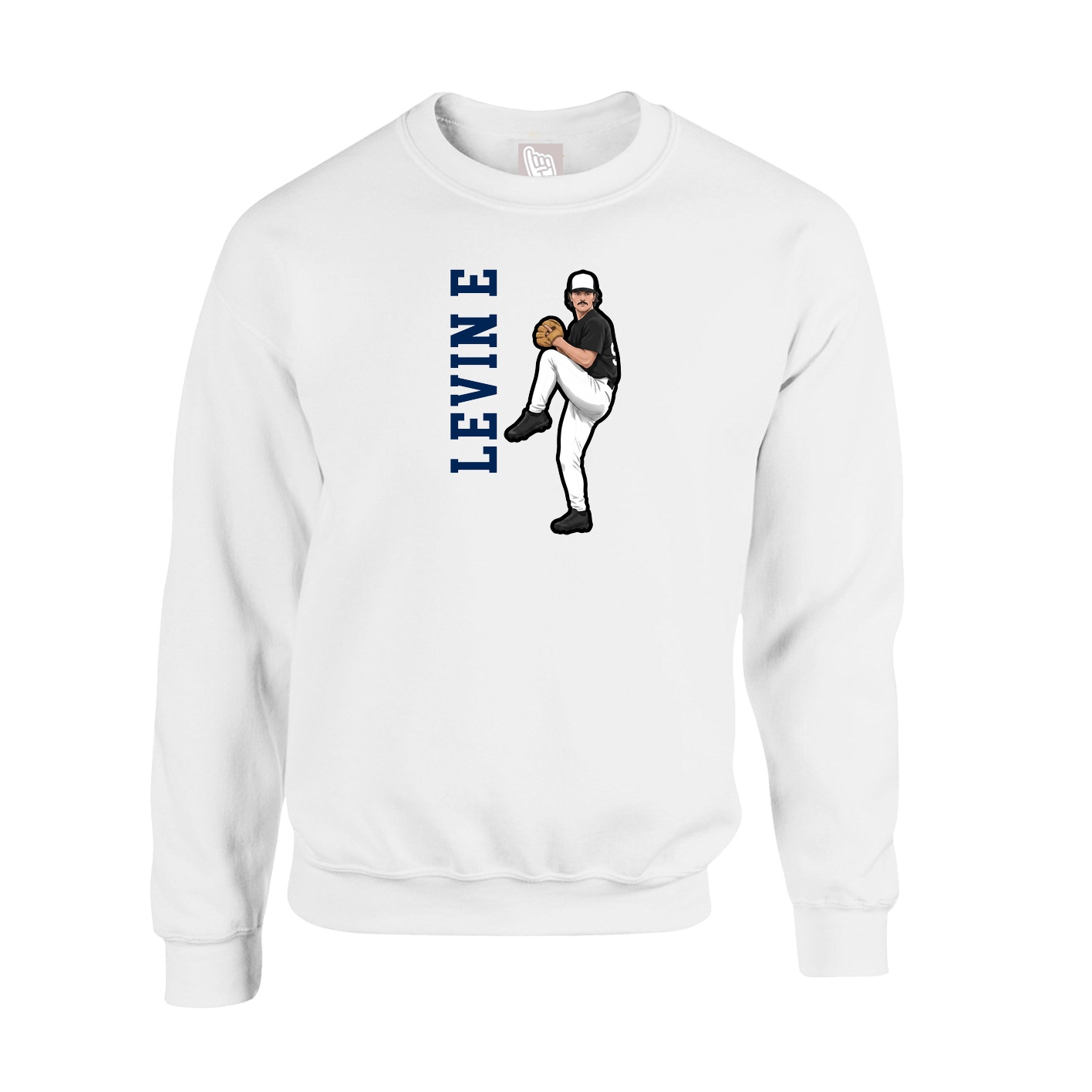 Fleece Crew — Name Vertical in White