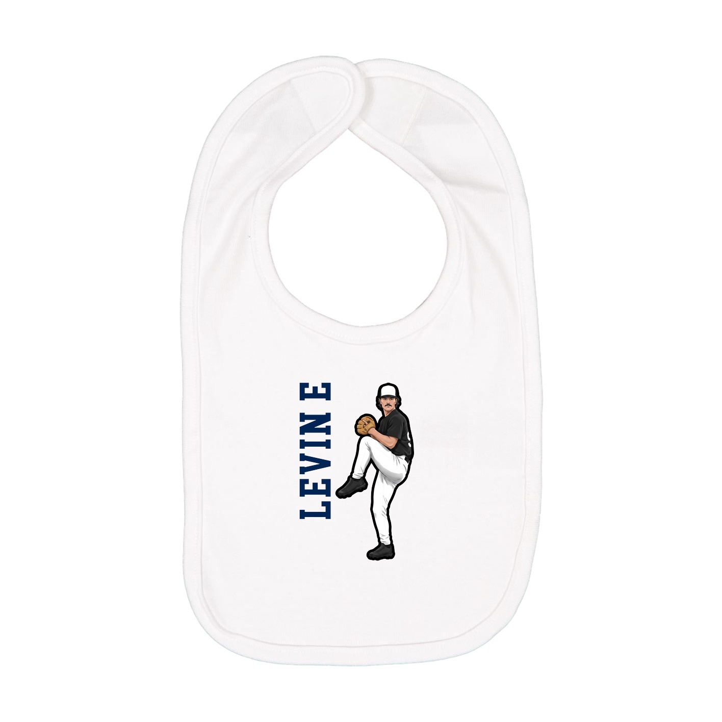 Infant Bib — Name Vertical in White