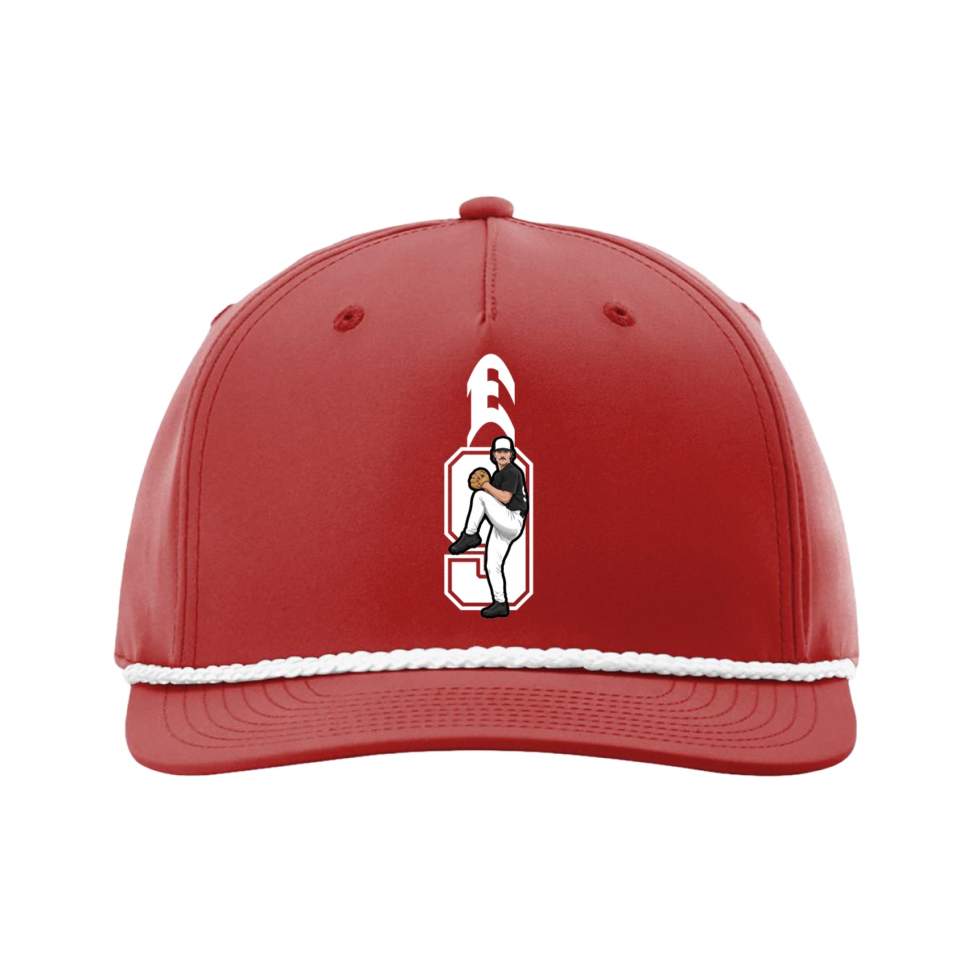Five-Panel Classic Rope Cap — Number in Red