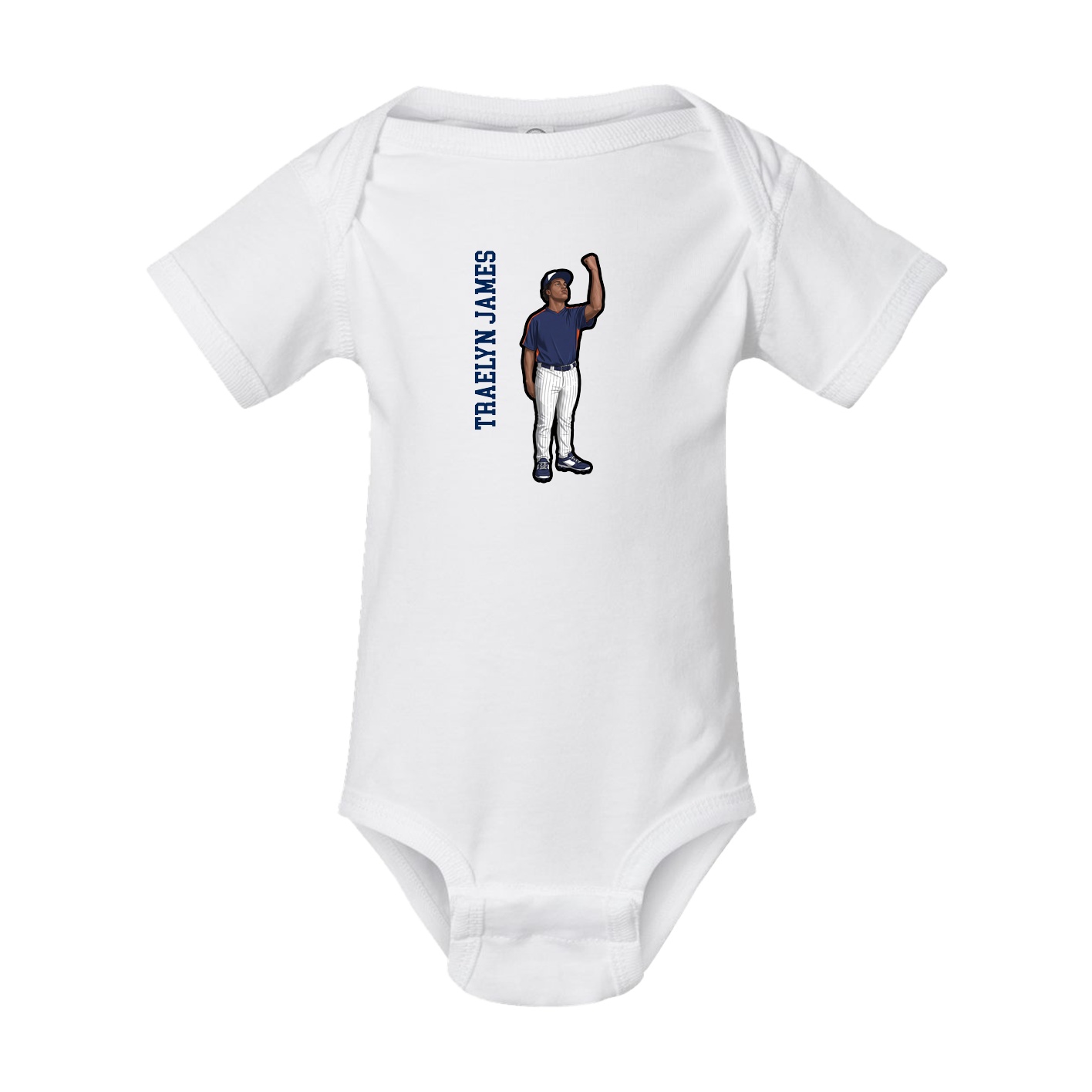 Baby Onesie — Name Vertical in White