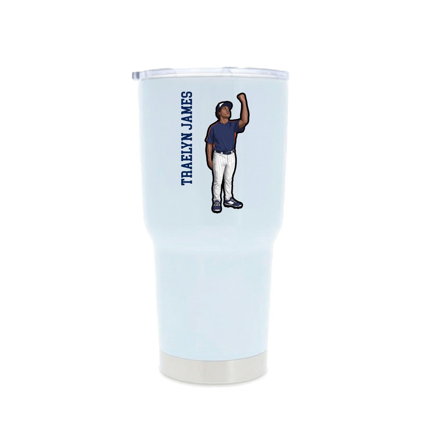 30oz Stainless Steel Tumbler — Name Vertical in White
