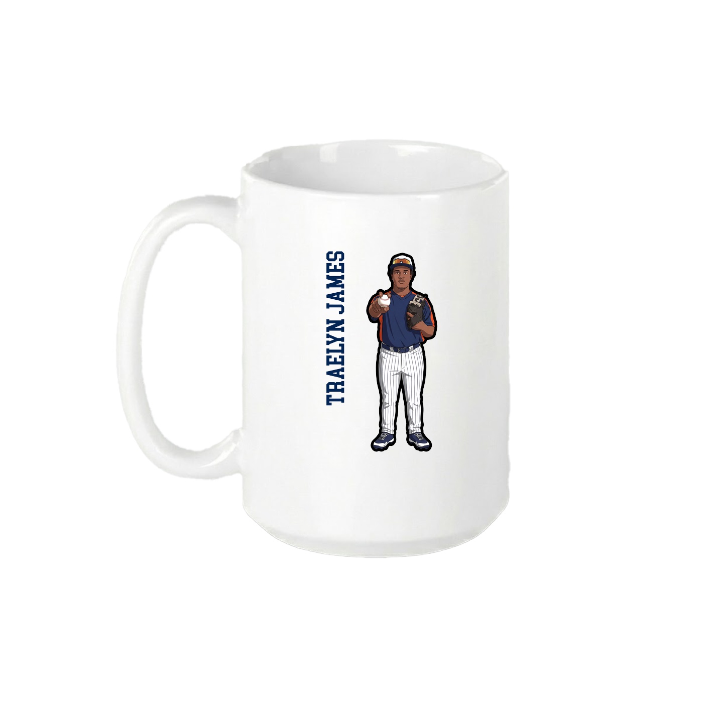 15oz Coffee Mug — Name Vertical in White