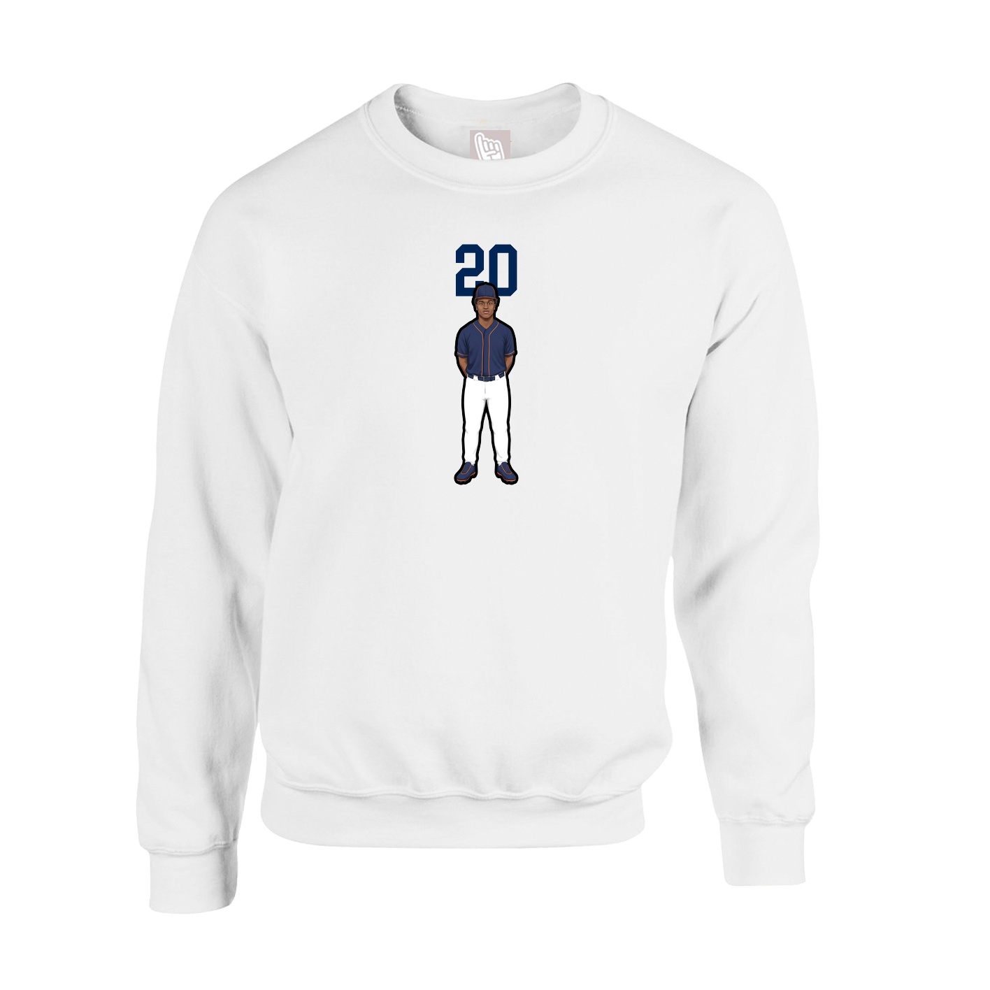 Fleece Crew — Number Top in White