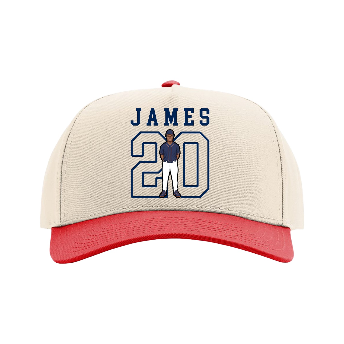 Full Fabric Five-Panel Champ Cap — Shirsey in Cream/Red
