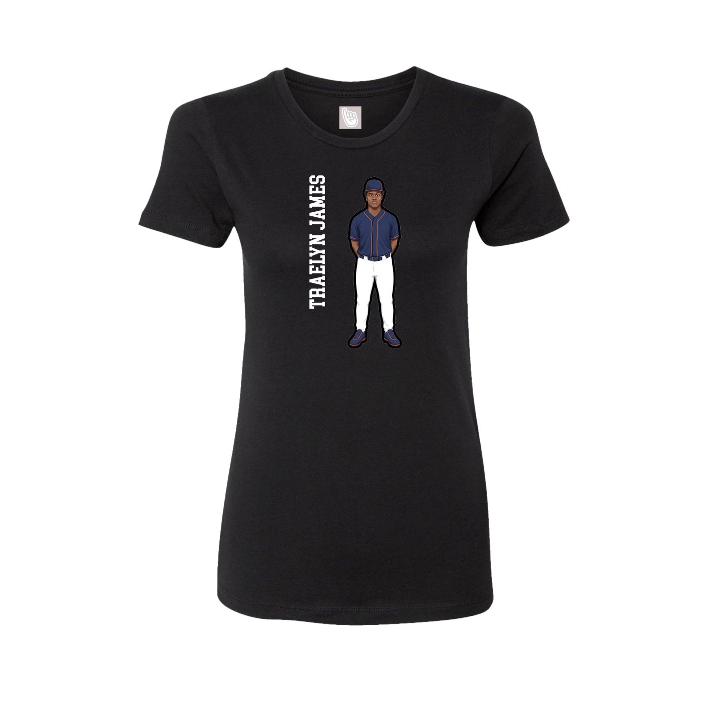 Fitted Women's Tee — Name Vertical in Black