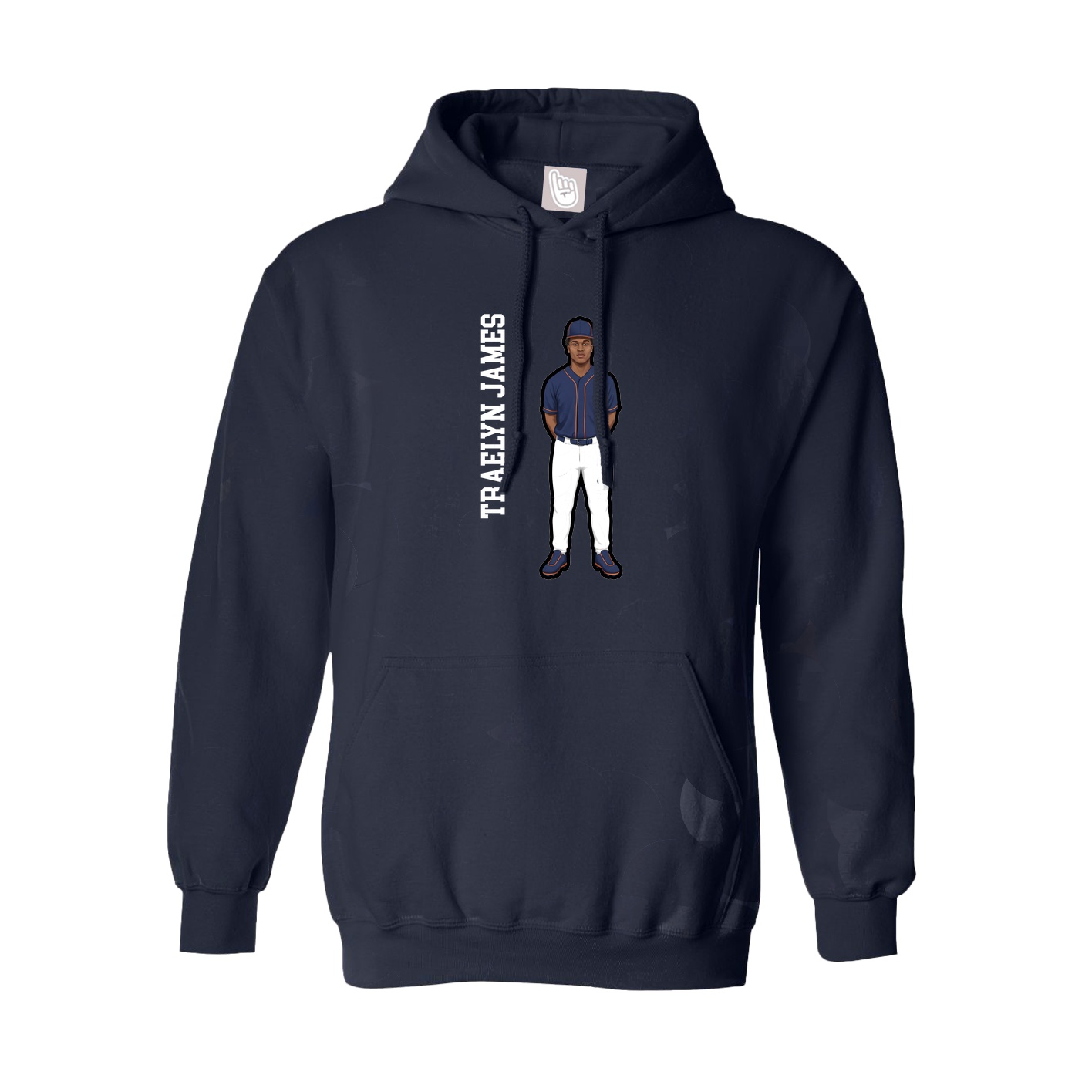 Hoodie — Name Vertical in Navy