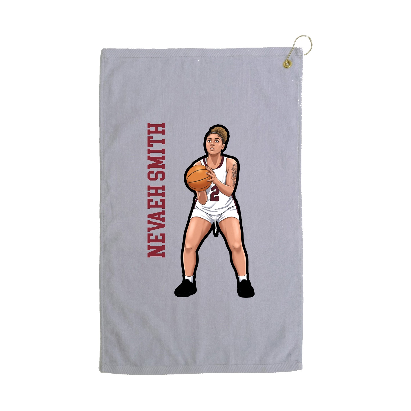 Golf Towel — Name Vertical in Grey
