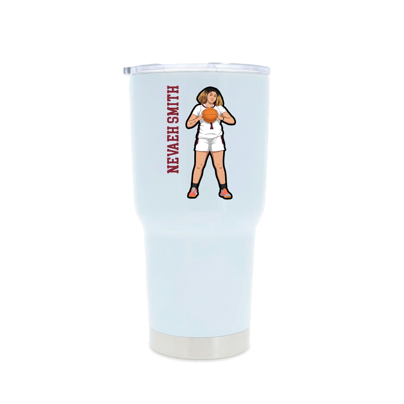 30oz Stainless Steel Tumbler — Name Vertical in White