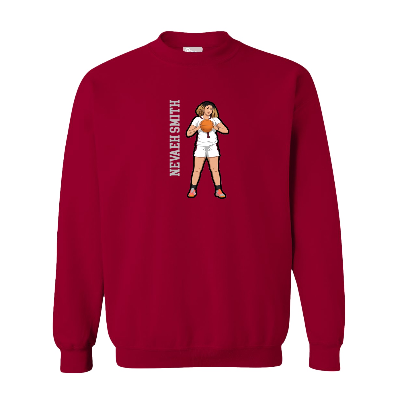 Fleece Crew — Name Vertical in Cardinal