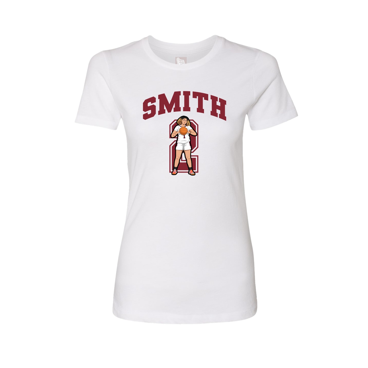Fitted Women's Tee — Number in White