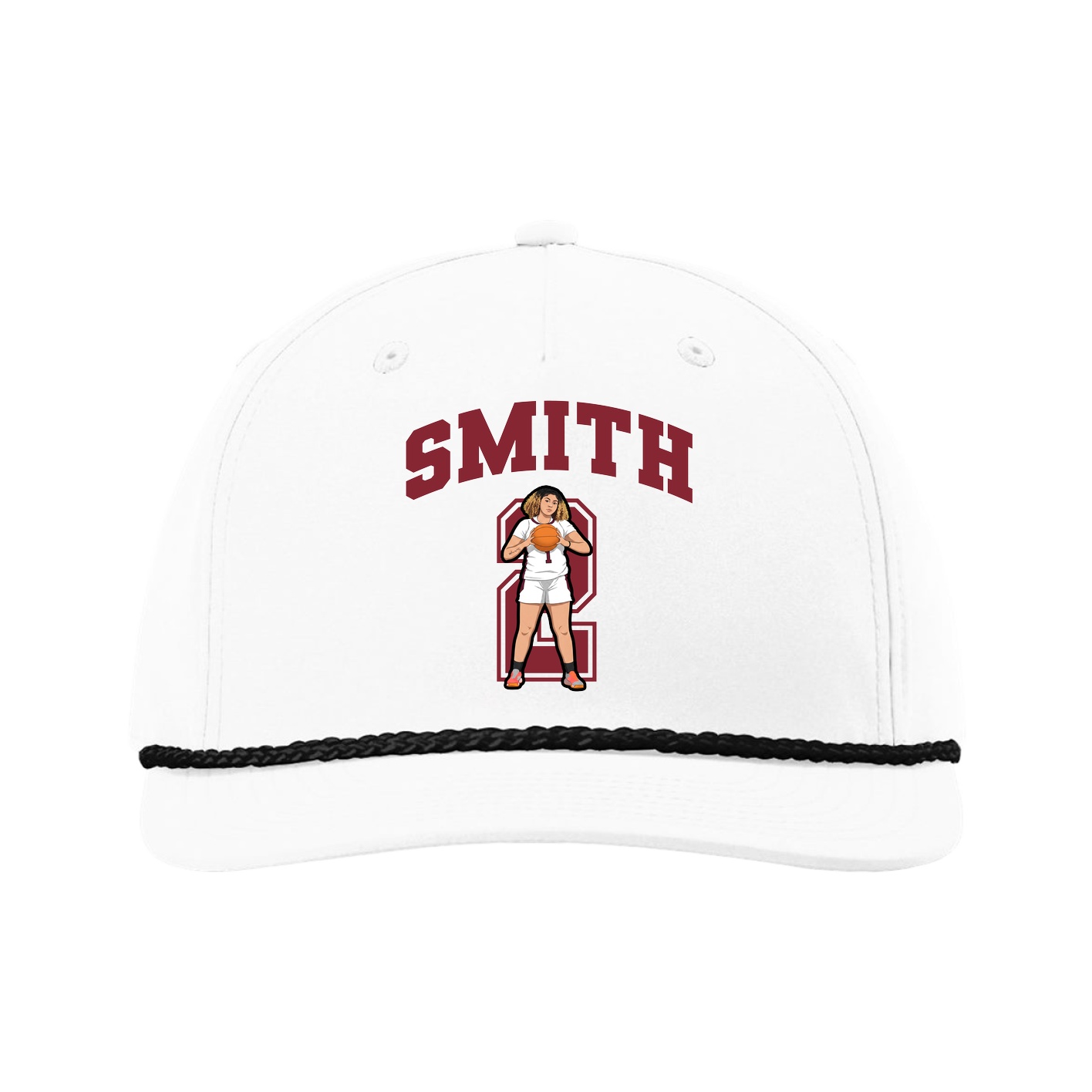 Five-Panel Classic Rope Cap — Number in White