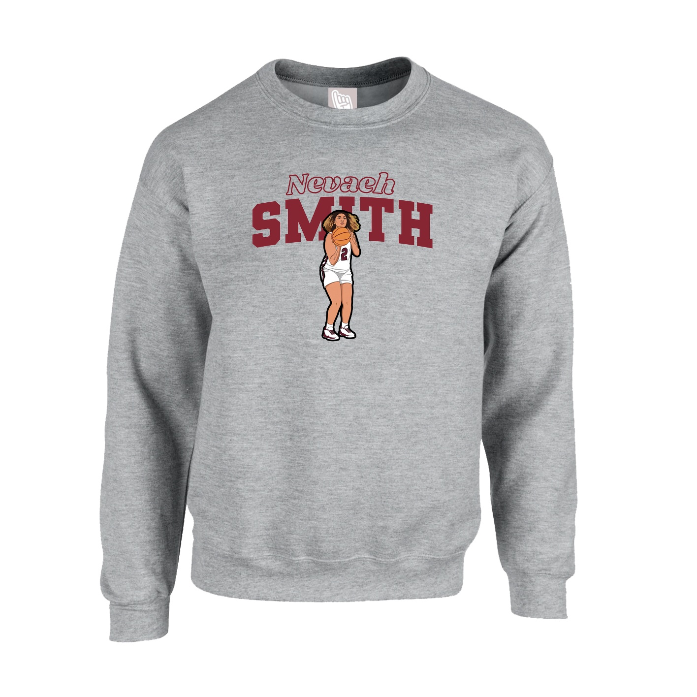 Fleece Crew — Name Arch in Grey