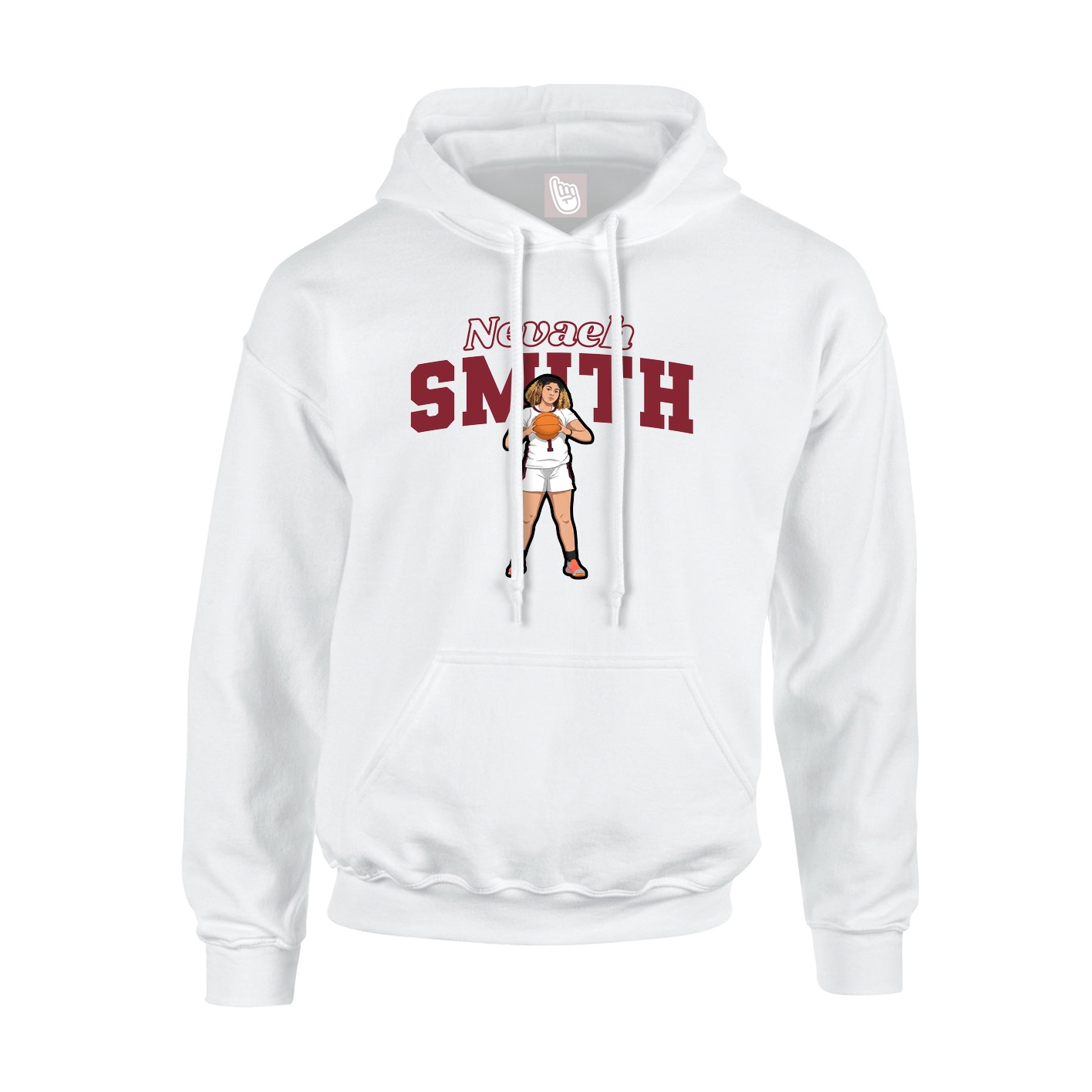 Youth Hoodie — Name Arch in White