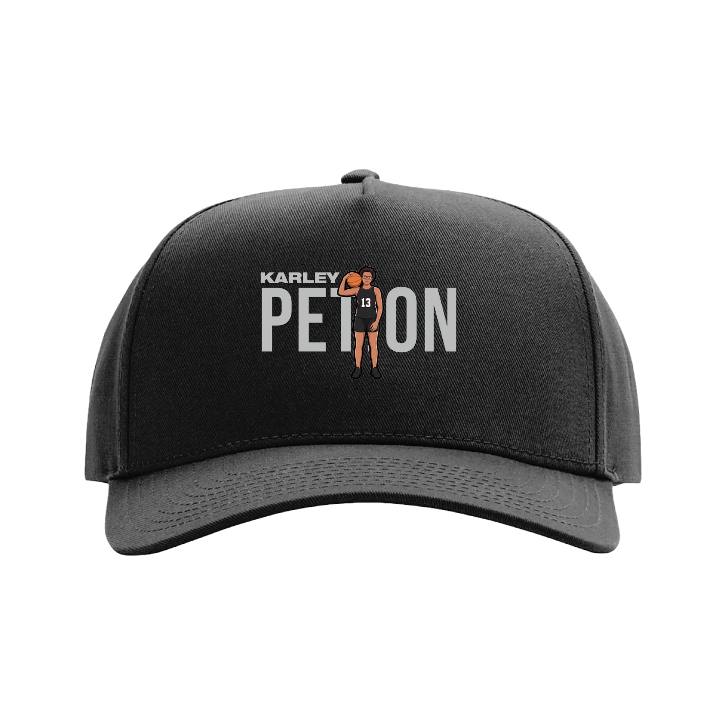 Full Fabric Five-Panel Champ Cap — Player Name in Black