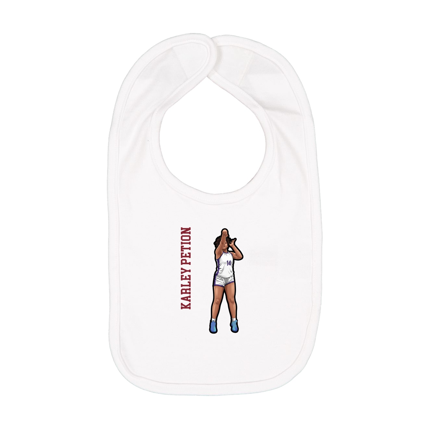 Infant Bib — Name Vertical in White
