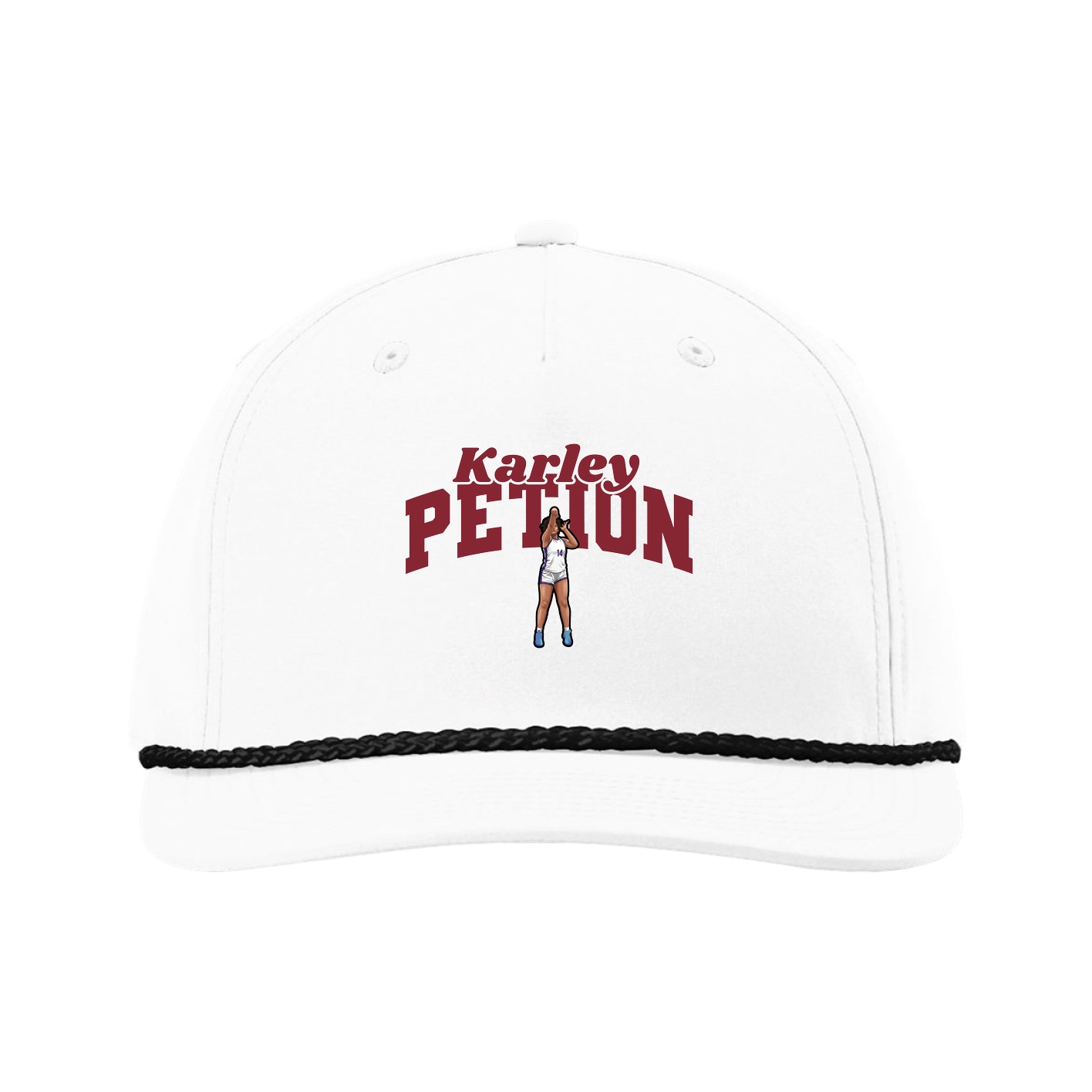 Five-Panel Classic Rope Cap — Signature Arch in White