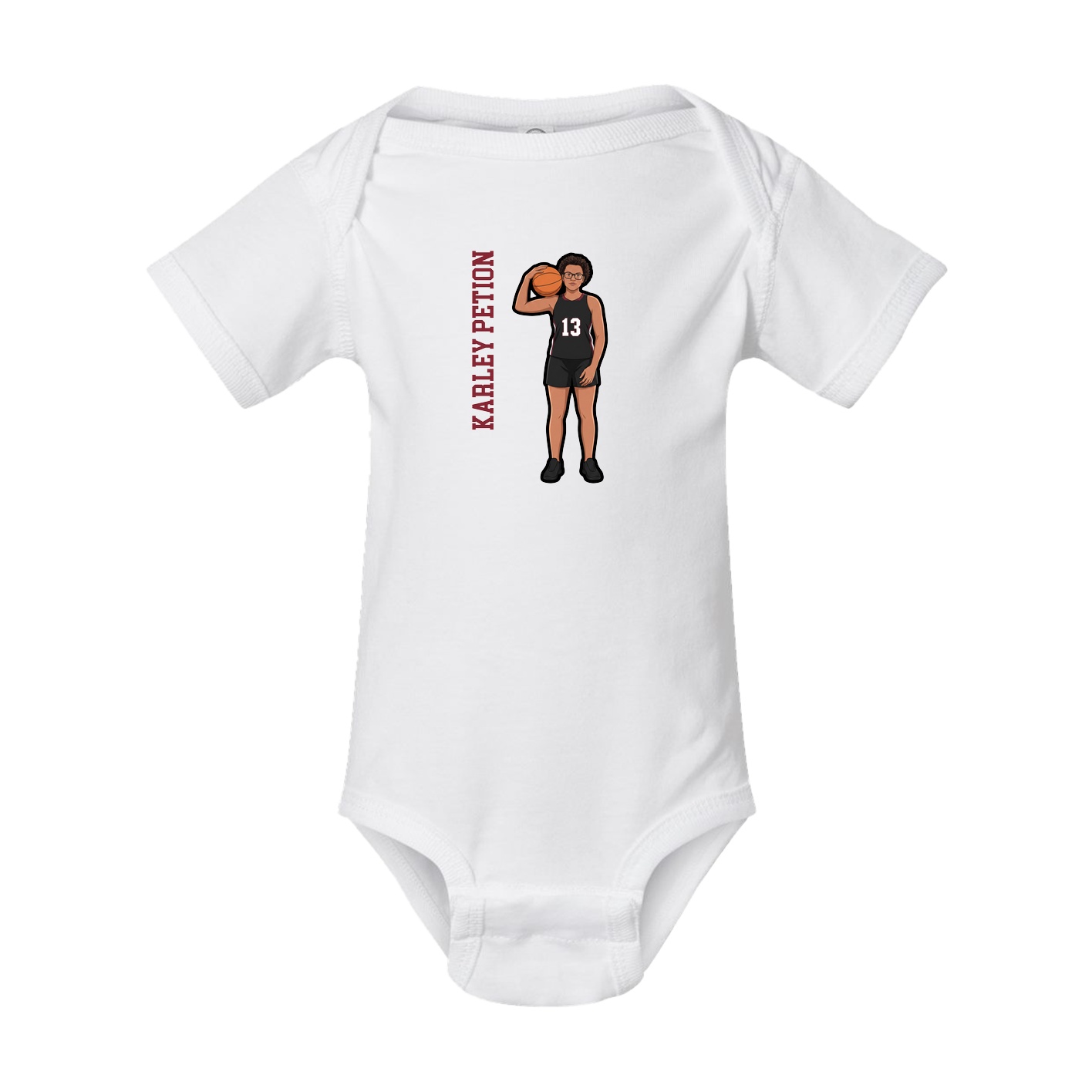 Baby Onesie — Name Vertical in White