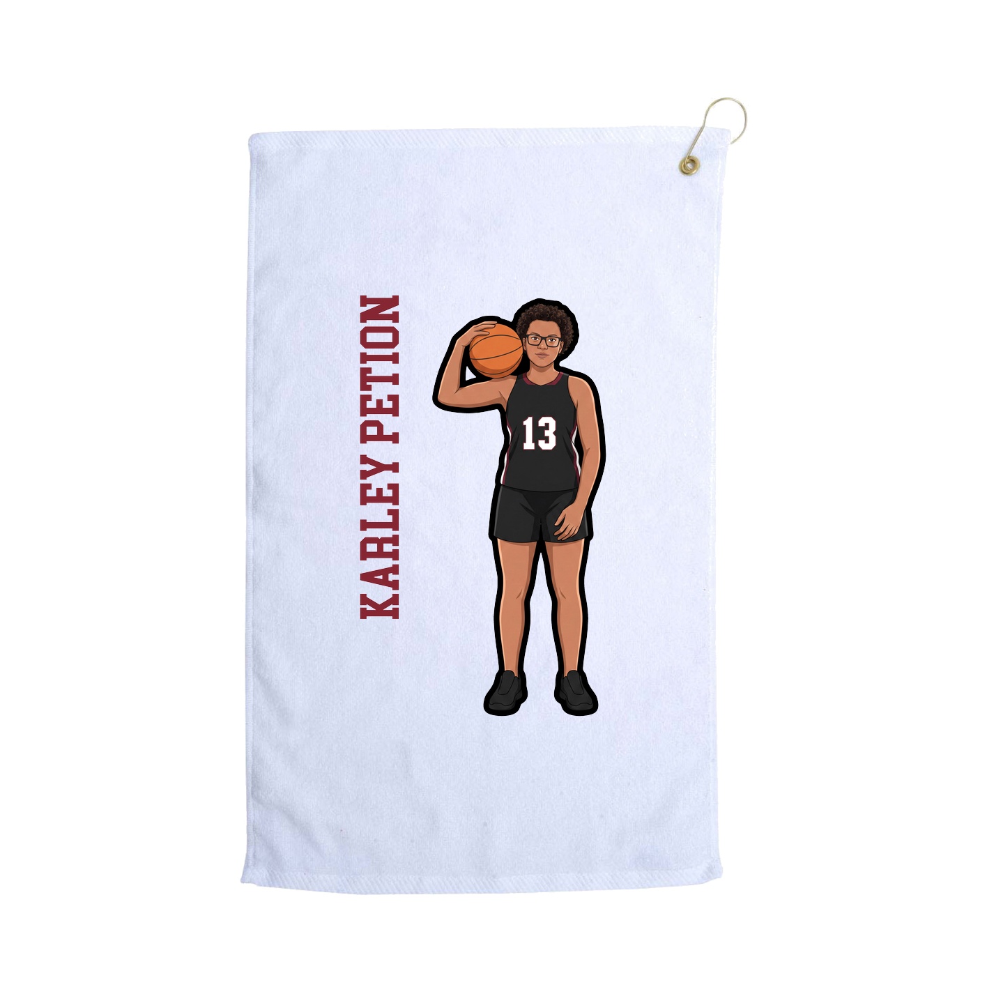Golf Towel — Name Vertical in White