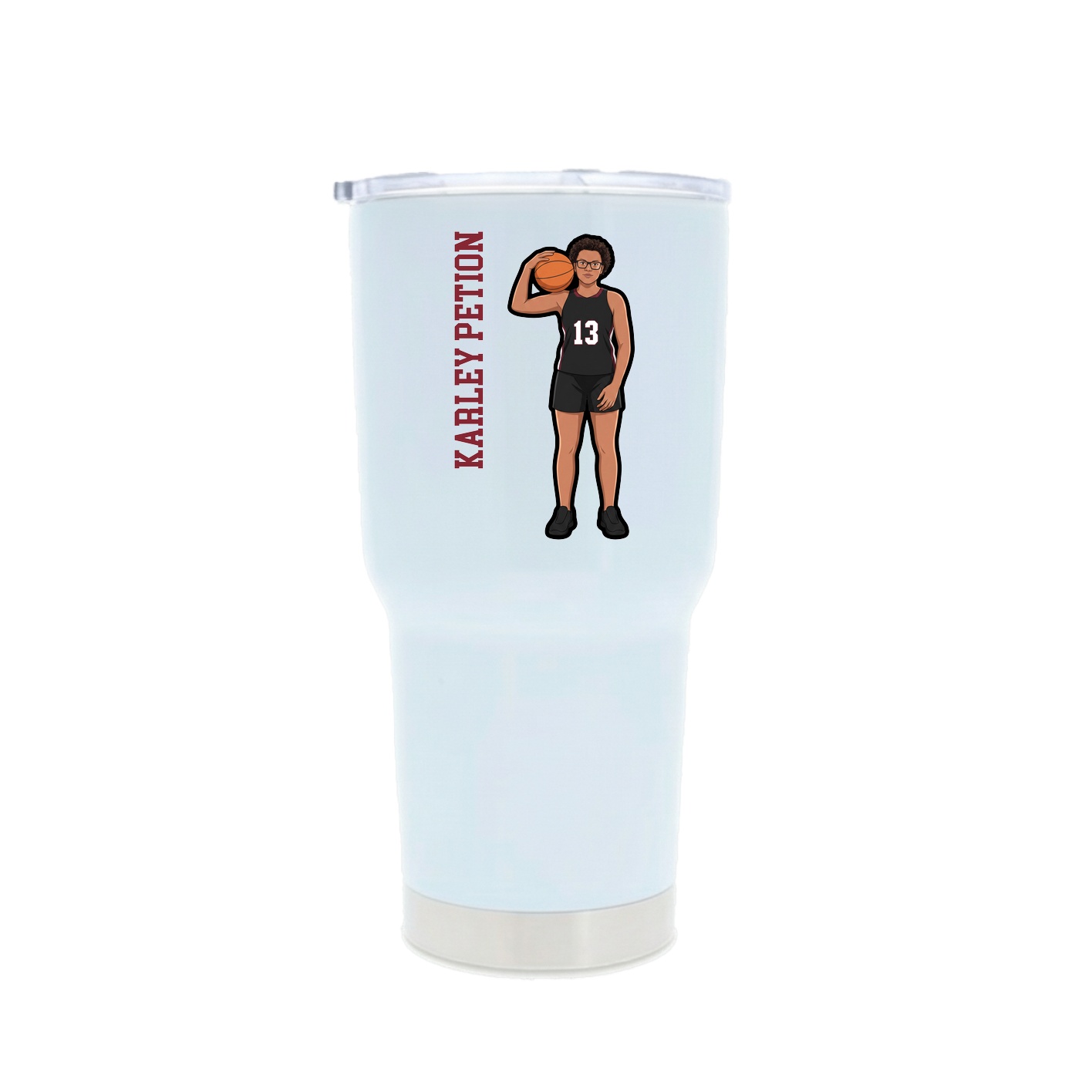 30oz Stainless Steel Tumbler — Name Vertical in White