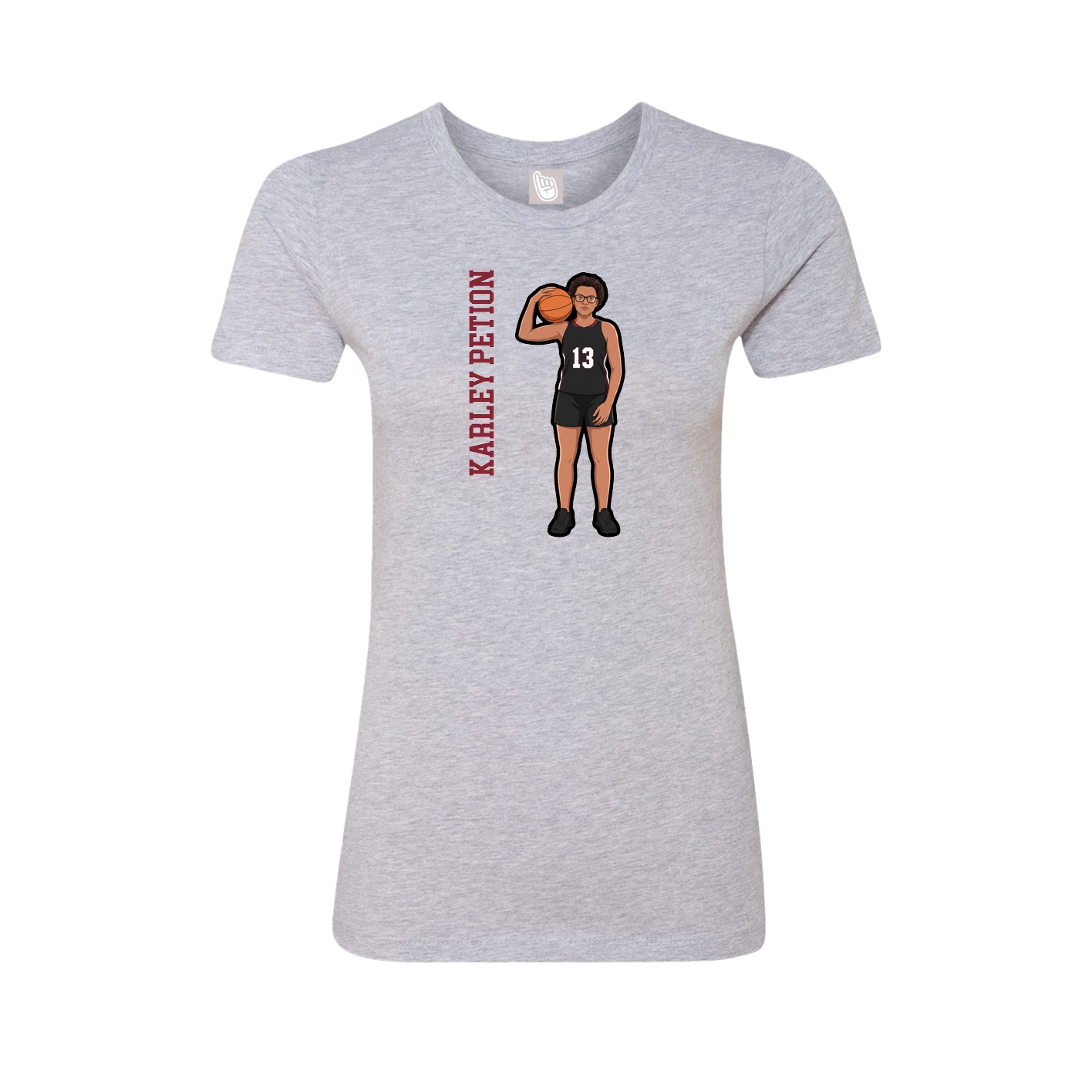 Fitted Women's Tee — Name Vertical in Grey