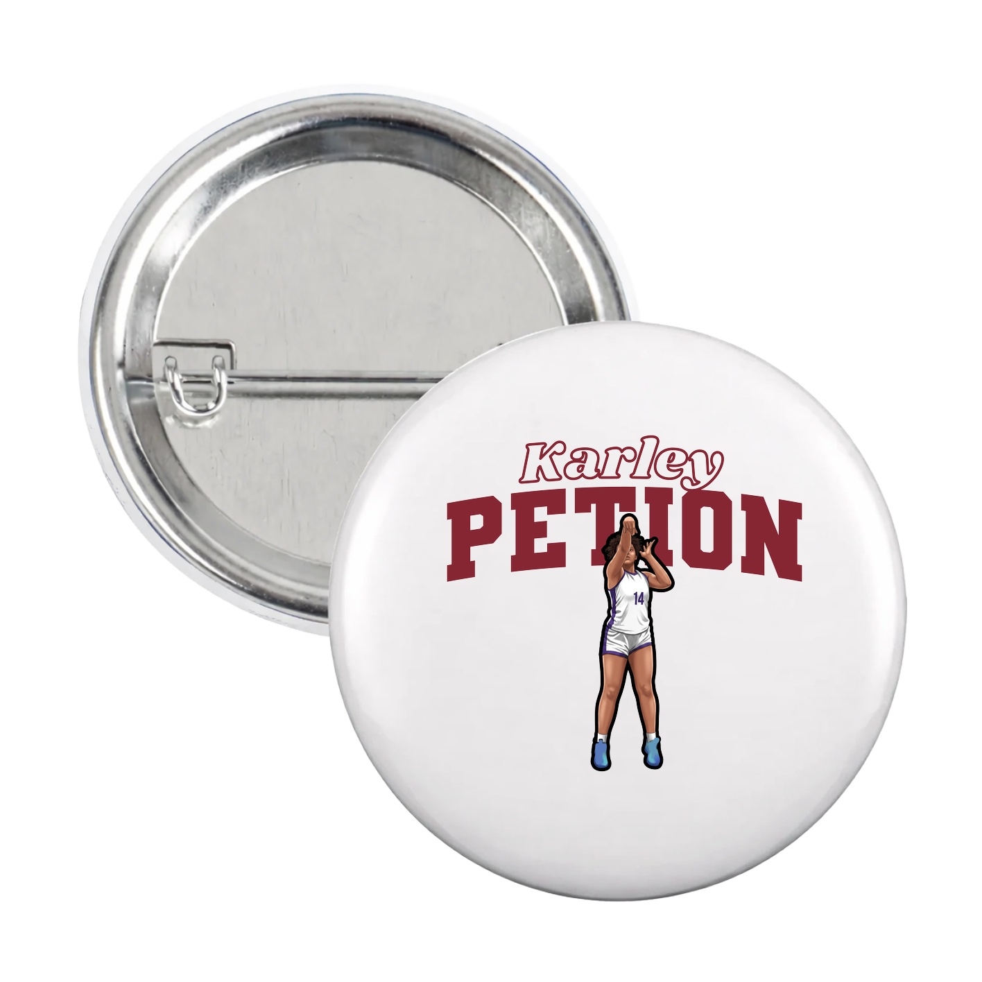 Game Day Button — Name Arch in White