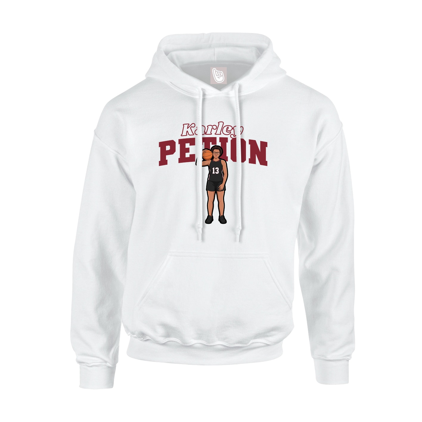 Youth Hoodie — Name Arch in White
