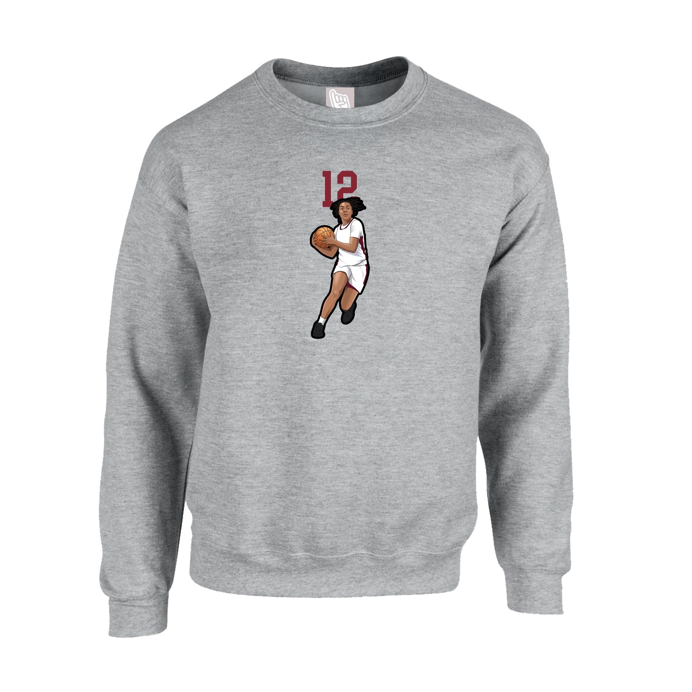 Fleece Crew — Number Top in Grey