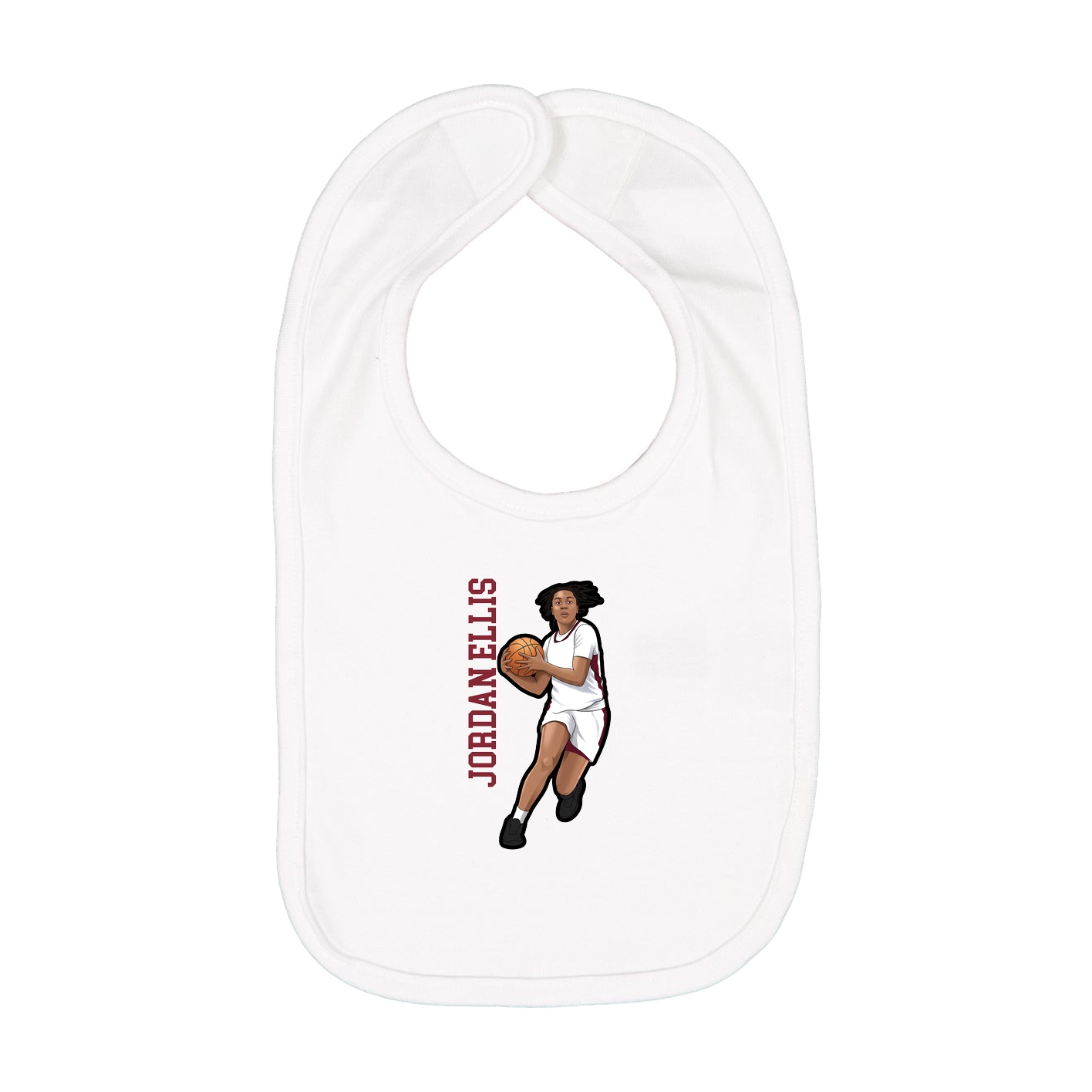 Infant Bib — Name Vertical in White