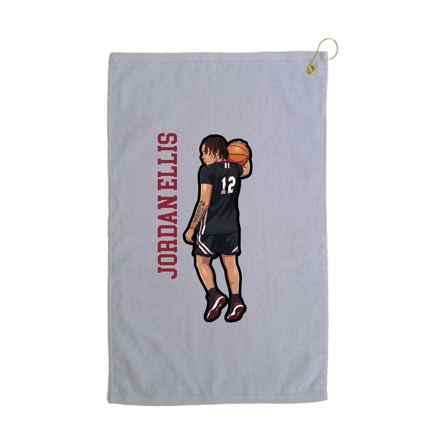 Golf Towel — Name Vertical in Grey