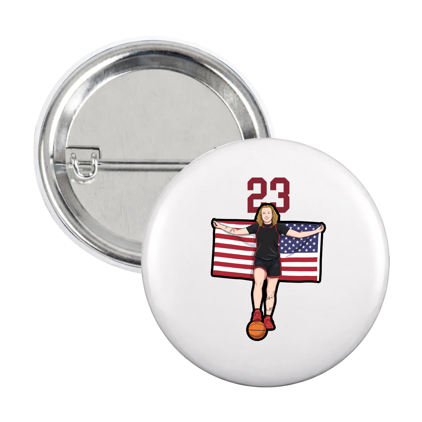 Game Day Button — Number Top in White