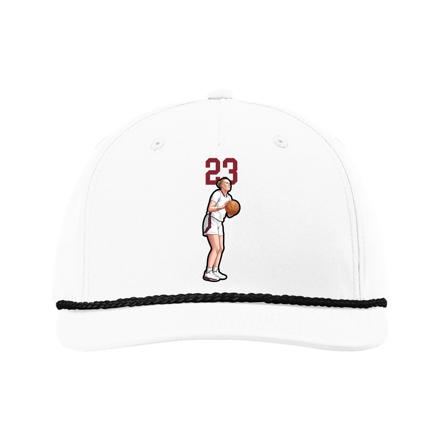 Five-Panel Classic Rope Cap — Number Top in White