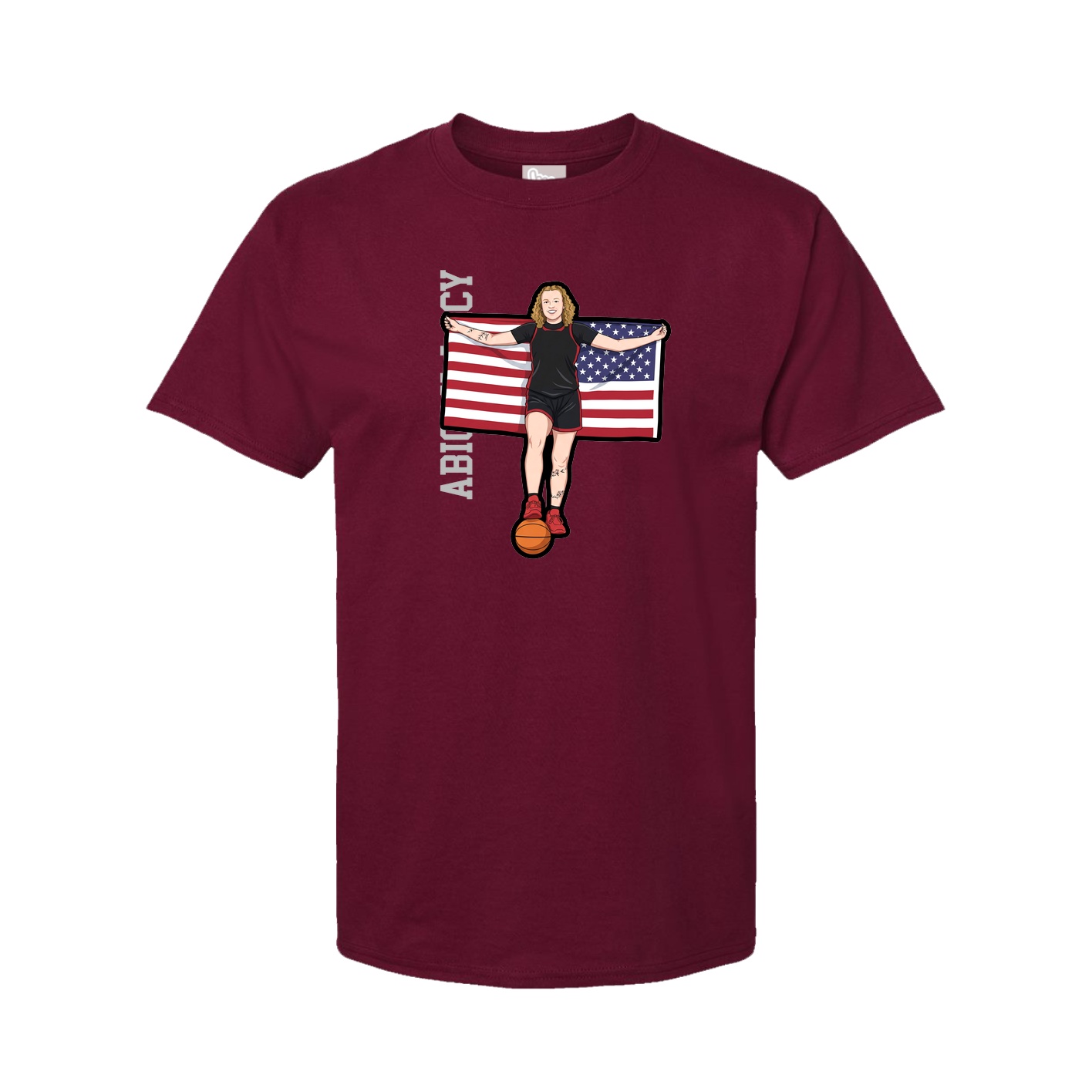Youth Tee — Name Vertical in Cardinal