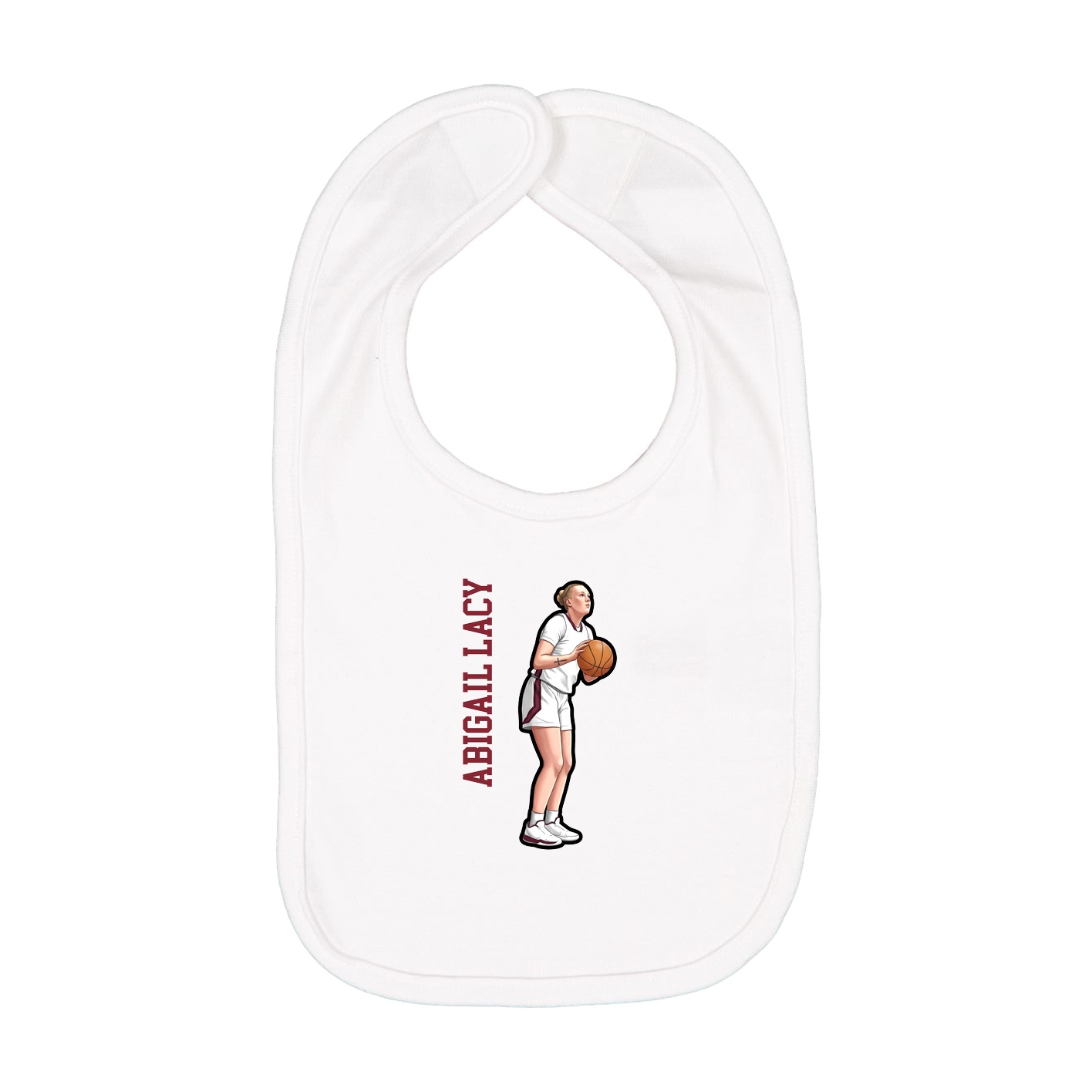 Infant Bib — Name Vertical in White