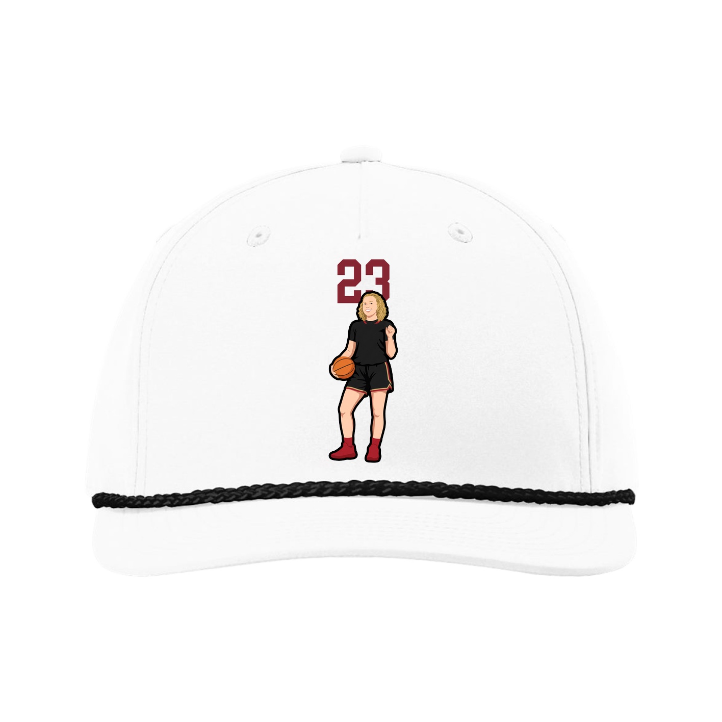 Five-Panel Classic Rope Cap — Number Top in White