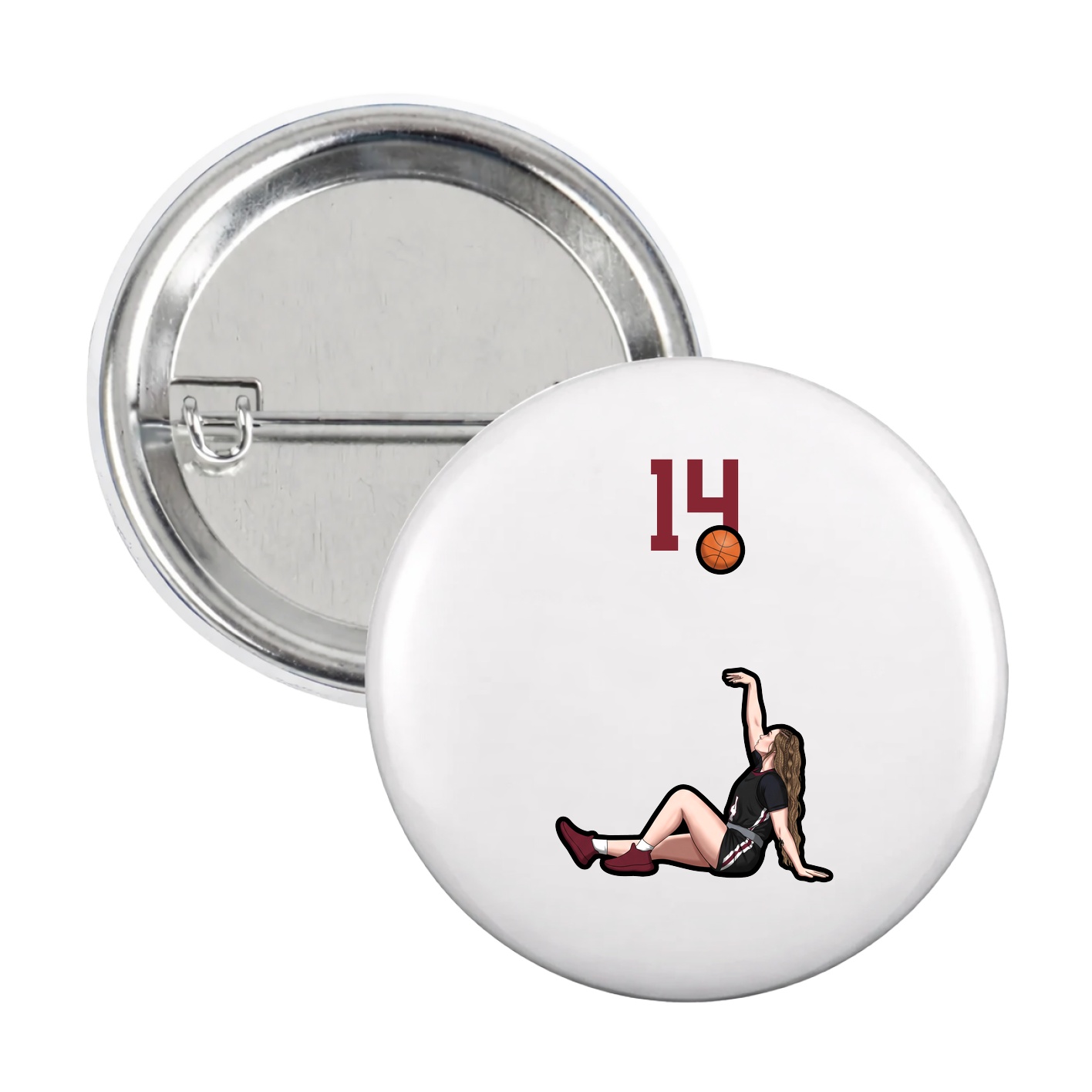 Game Day Button — Number Top in White