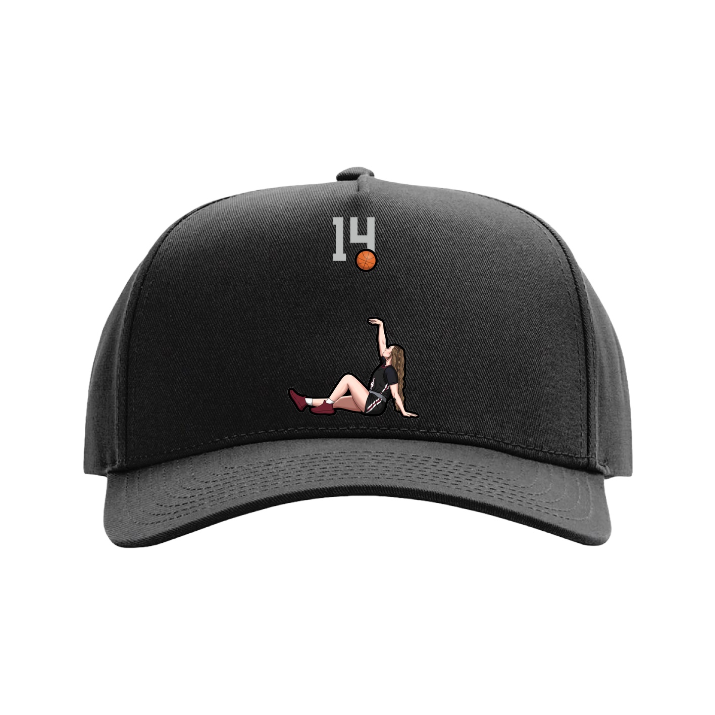 Full Fabric Five-Panel Champ Cap — Number Top in Black