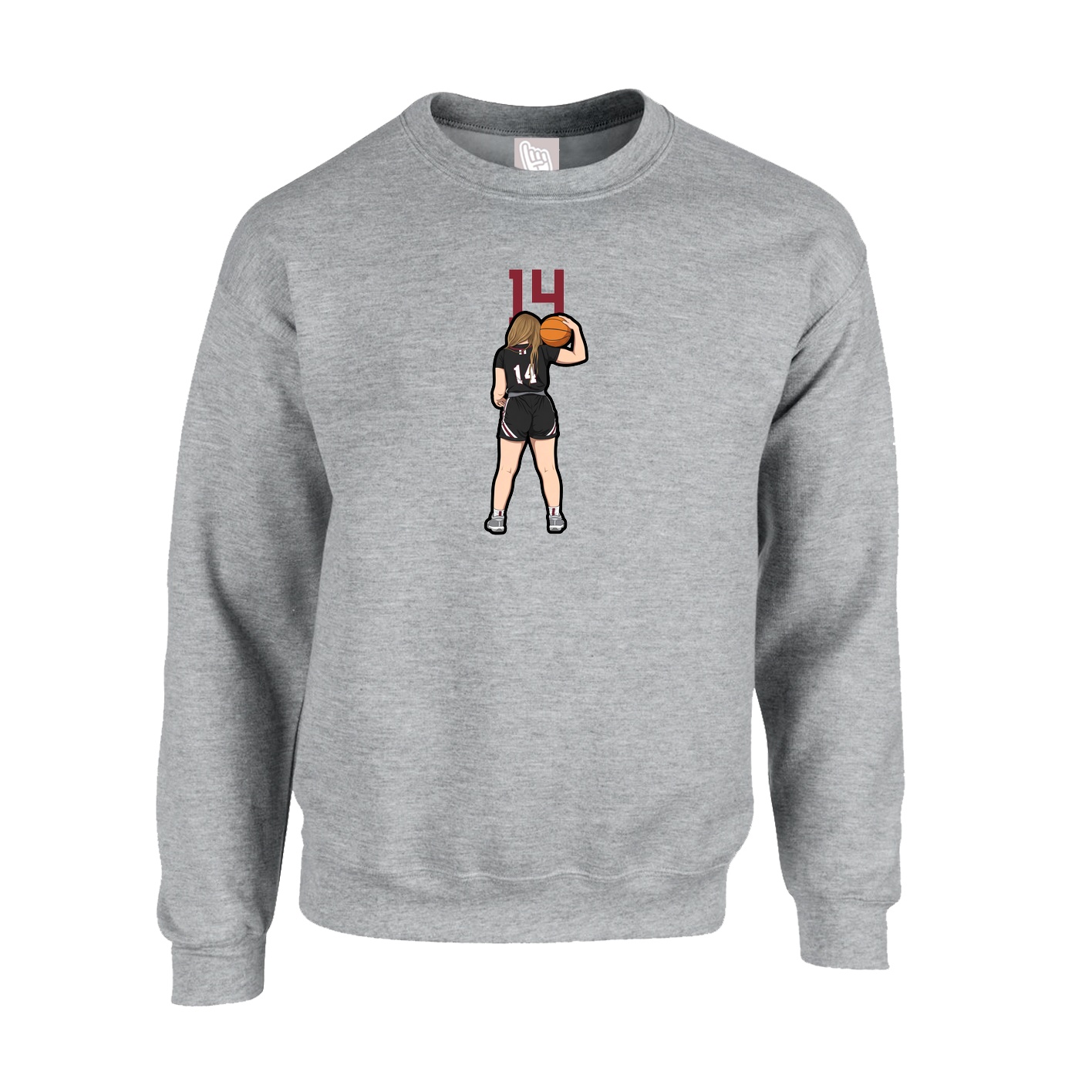 Fleece Crew — Number Top in Grey