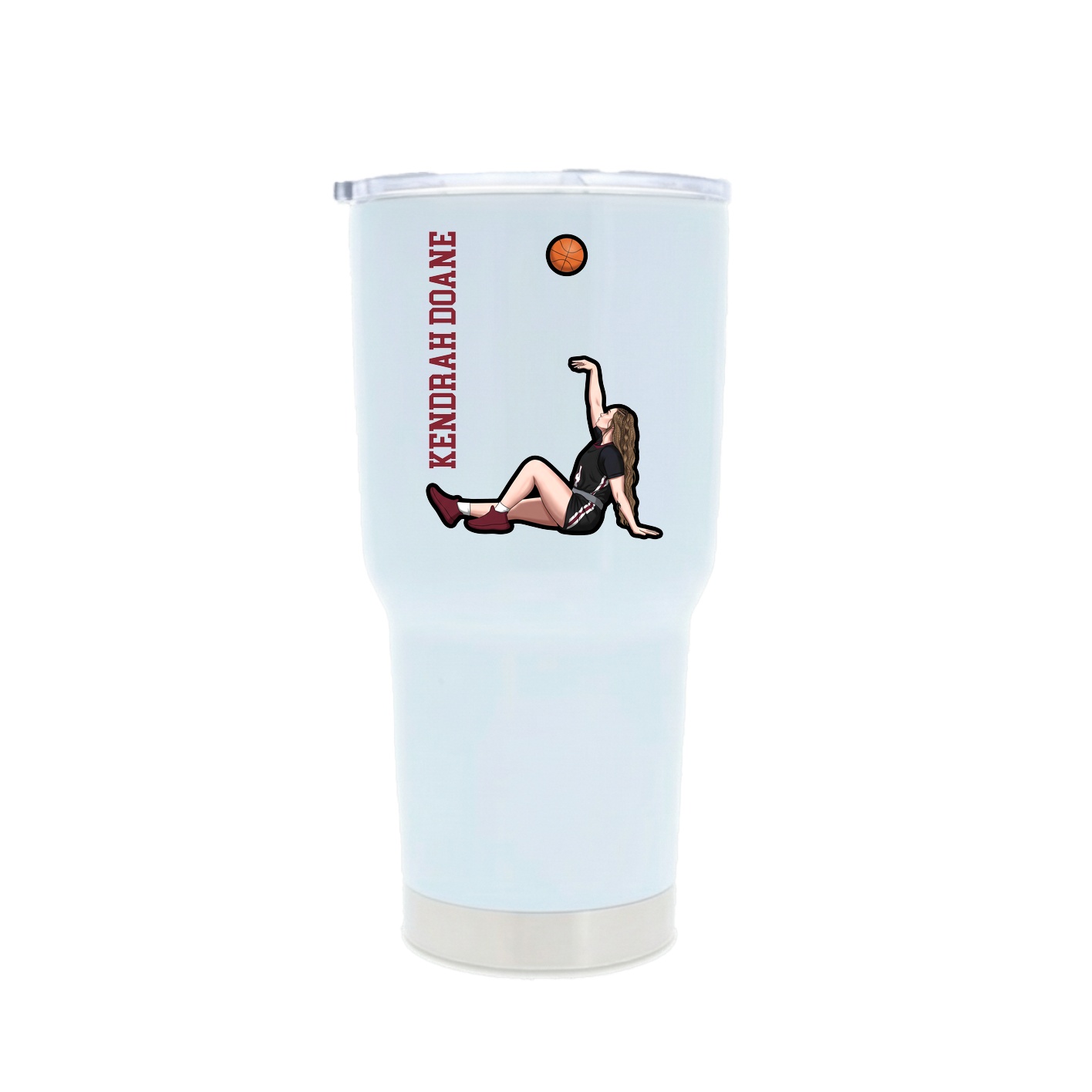 30oz Stainless Steel Tumbler — Name Vertical in White
