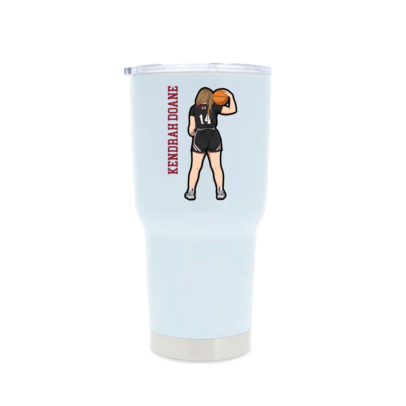 30oz Stainless Steel Tumbler — Name Vertical in White