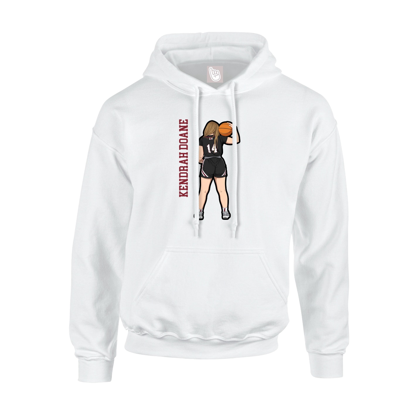 Youth Hoodie — Name Vertical in White