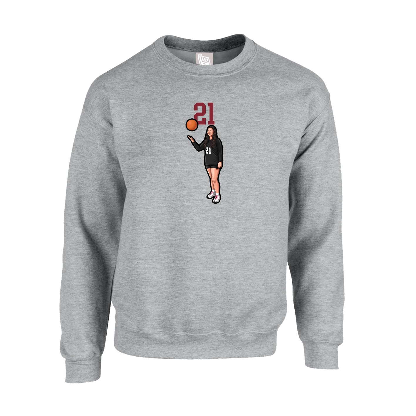 Fleece Crew — Number Top in Grey