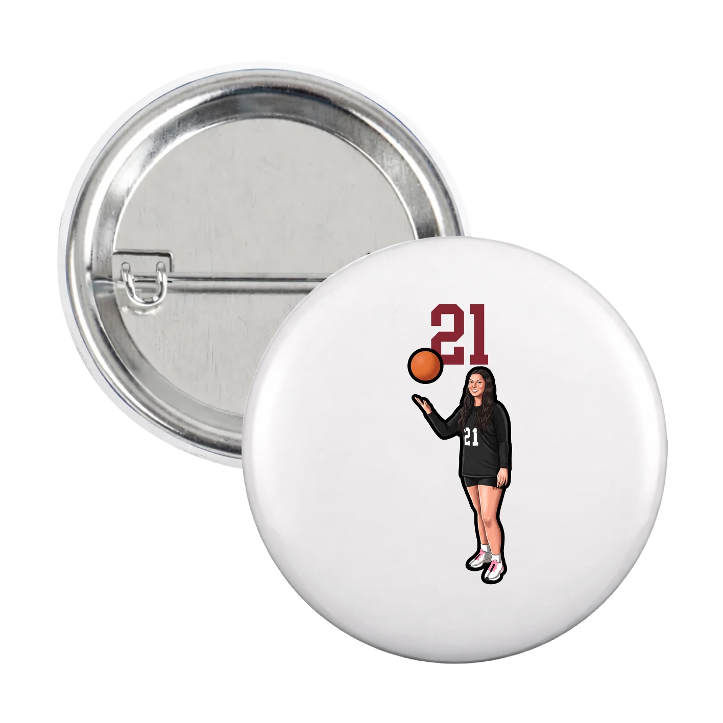Game Day Button — Number Top in White