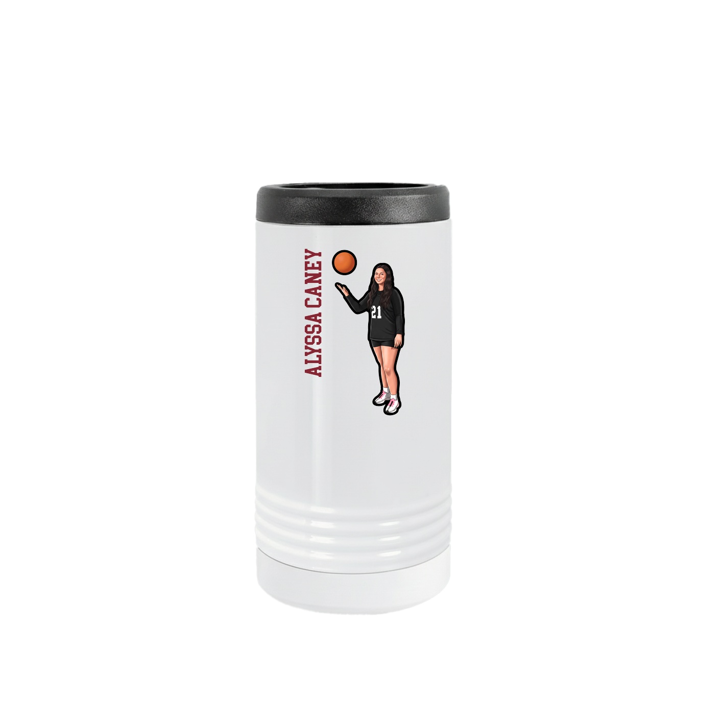 Slim Beverage Holder — Name Vertical in White