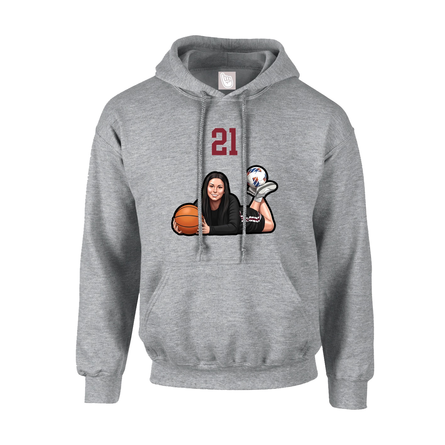 Hoodie — Number Top in Grey