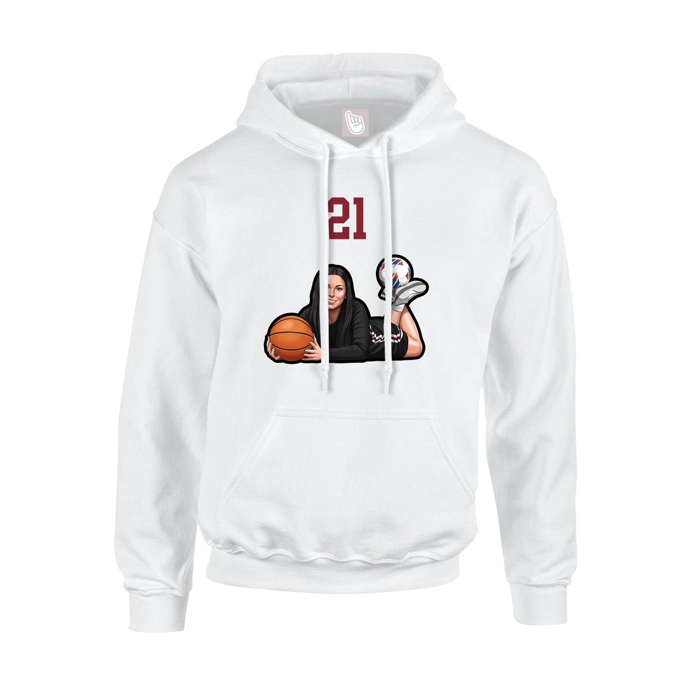 Youth Hoodie — Number Top in White