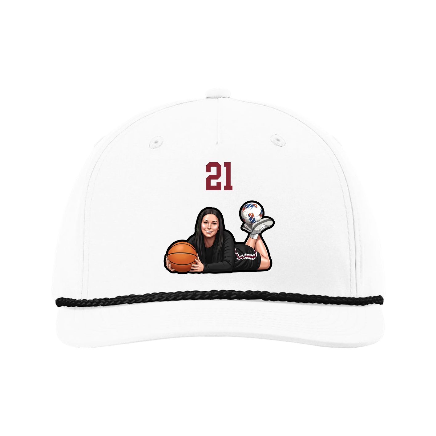 Five-Panel Classic Rope Cap — Number Top in White