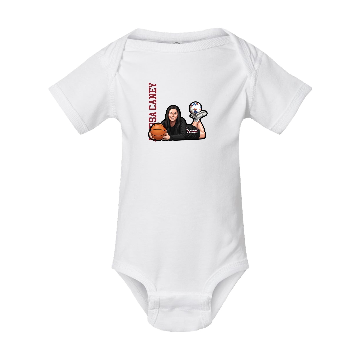 Baby Onesie — Name Vertical in White