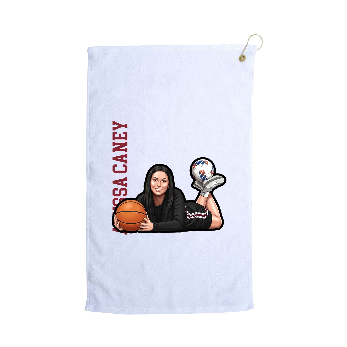 Golf Towel — Name Vertical in White