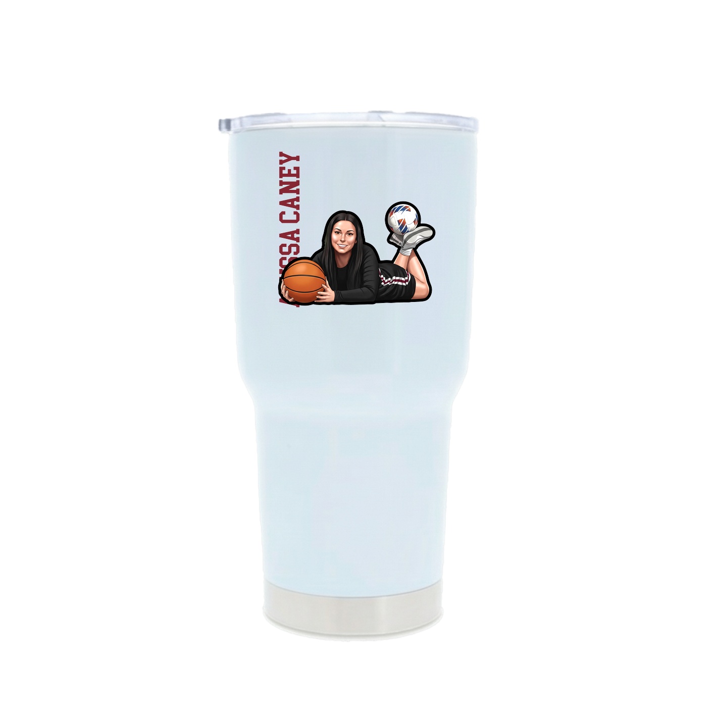 30oz Stainless Steel Tumbler — Name Vertical in White