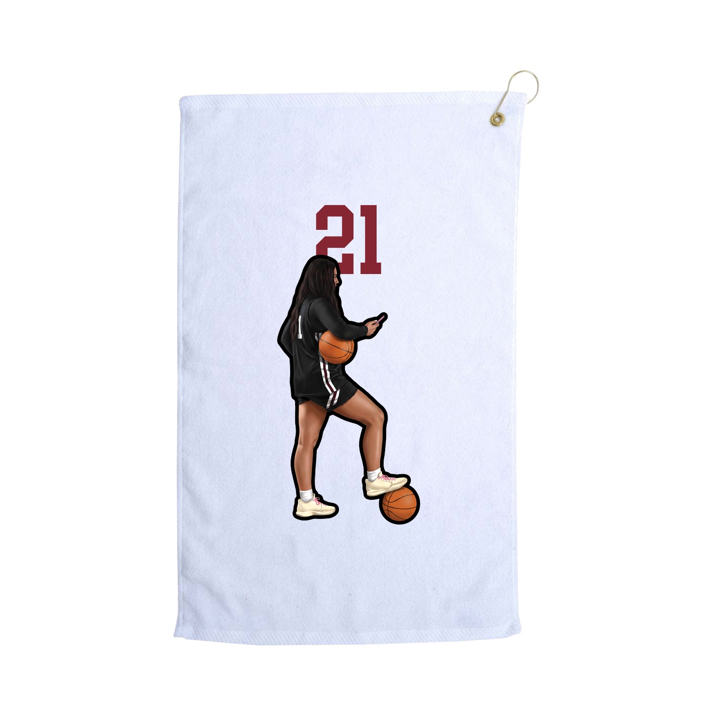 Golf Towel — Number Top in White